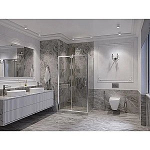 Душевой уголок Ambassador Forsa AX2 17021120AX-80AX 140х80 стекло прозрачное/профиль хром купить в интернет-магазине Sanbest