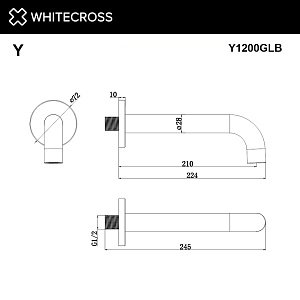 Излив WhiteCross Y Y1200GLB матовое золото купить в интернет-магазине сантехники Sanbest