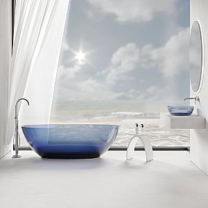 Раковина накладная прозрачная ABBER Kristall AT2801Saphir синяя купить в интернет-магазине Sanbest