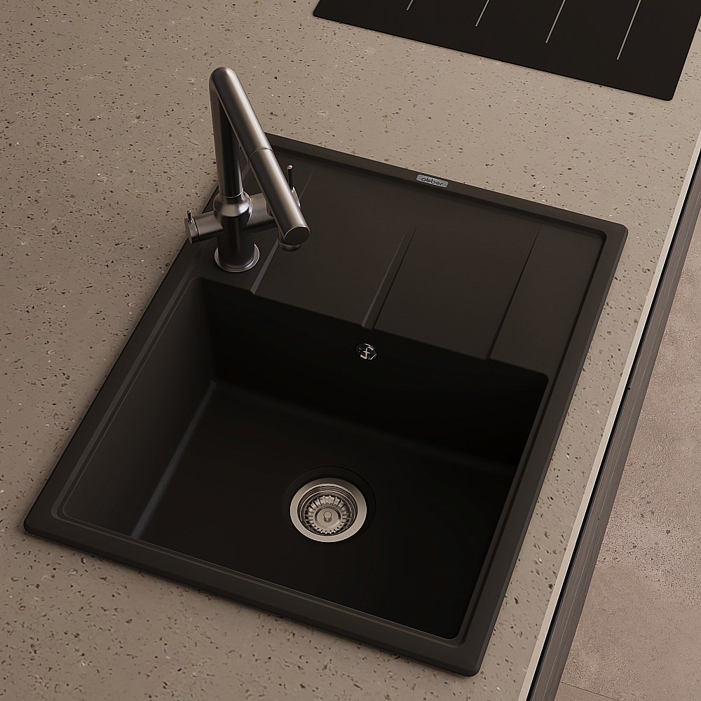 Кухонная мойка Abber Quarz 65х51 AQ2903B черная матовая купить в интернет-магазине сантехники Sanbest