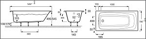 Ванна Jacob Delafon PATIO E6810RU-01 150х70 купить в интернет-магазине Sanbest