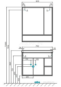 Тумба с раковиной Акватон Флай 80 белый/дуб крафт для ванной в интернет-магазине Sanbest