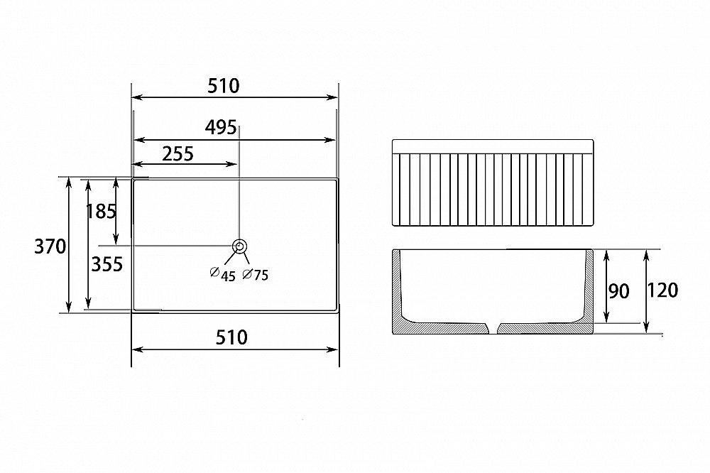Раковина накладная Abber RECHTECK AC2216 белая купить в интернет-магазине Sanbest