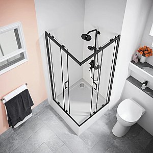 Душевой уголок Good Door Cube 80х80 КУ00019 стекло прозрачное/профиль черный матовый купить в интернет-магазине Sanbest