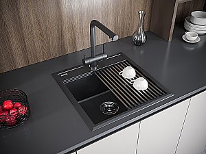 Кухонная мойка Paulmark STEPIA 50 + ролл-мат STEP PM115051-AN+R375-BS антрацит купить в интернет-магазине сантехники Sanbest
