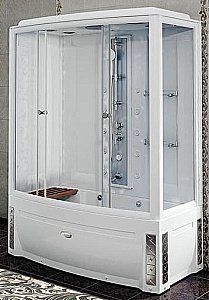 Душевой бокс Радомир Элис К1 160х85 стекло прозрачное/профиль белый купить в интернет-магазине Sanbest