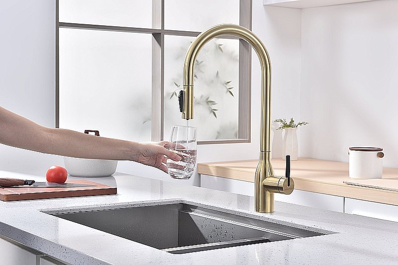 Смеситель для кухни Paulmark Universal Un213880-LG светлое золото купить в интернет-магазине сантехники Sanbest