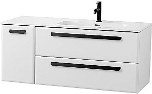 Тумба с раковиной Cezares ECO-CER-N 120 ECO-CER-N-1200-2C-1A-SO-BL белая глянцевая для ванной в интернет-магазине Sanbest