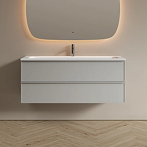 Тумба с раковиной Sancos Velta 120 VL120WG+CN7017 теплый серый матовая/раковина белая, с отверстием для ванной в интернет-магазине Sanbest