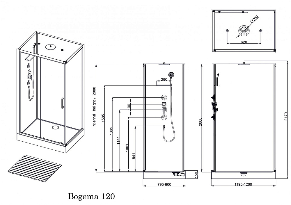 Душевая кабина Acquazzone Bogema 120 купить в интернет-магазине Sanbest