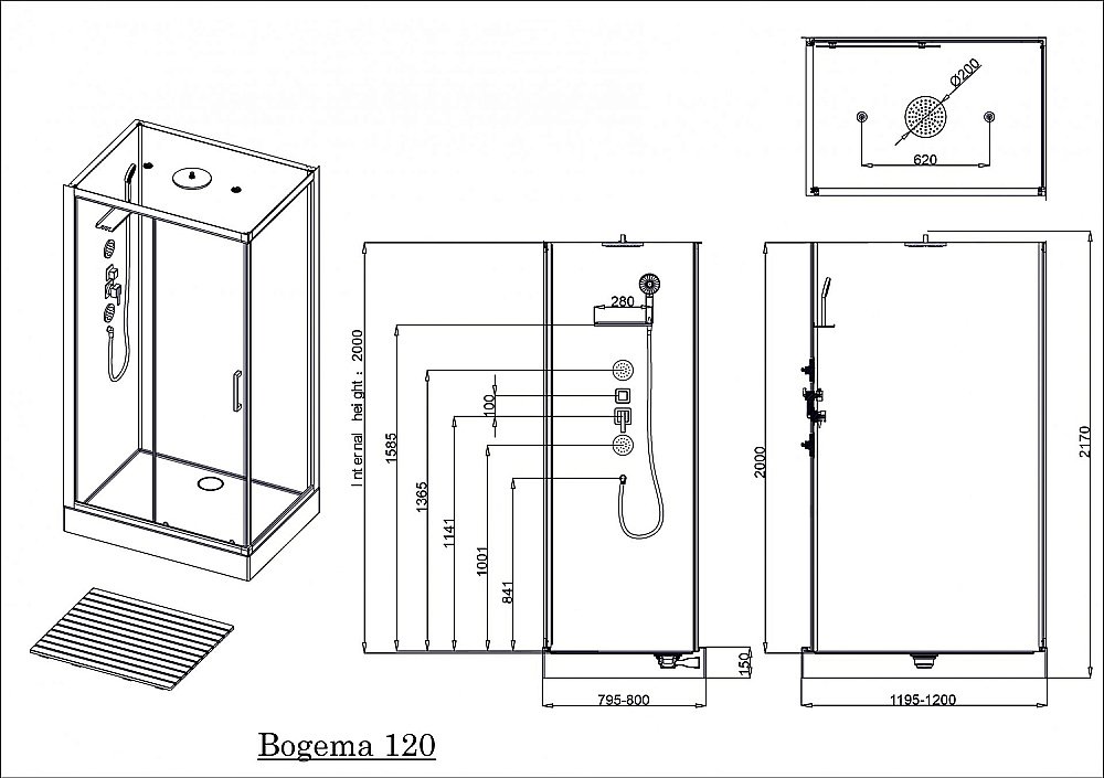 Душевая кабина Acquazzone Bogema 120х80 купить в интернет-магазине Sanbest