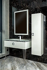 Консоль с раковиной Armadi Art LUCIDO WHITE 80 жемчужный белый для ванной в интернет-магазине сантехники Sanbest