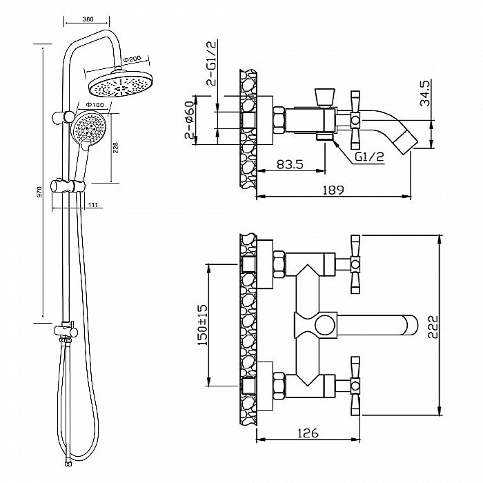 Душевая система Orange Mia M34-933b черный матовый купить в интернет-магазине сантехники Sanbest