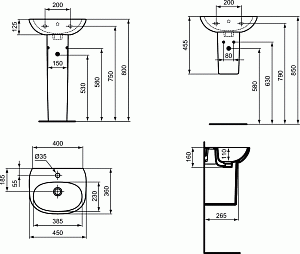 Раковина на пьедестале Ideal Standard Tesi T352401 купить в интернет-магазине Sanbest