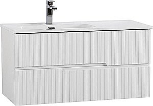 Тумба с раковиной Cezares DUET-N 100 DUET-N-1000-2C-SO-BL белая глянцевая левая/правая для ванной в интернет-магазине Sanbest