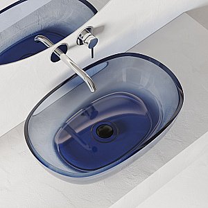 Раковина накладная прозрачная ABBER Kristall AT2805Saphir синяя купить в интернет-магазине Sanbest