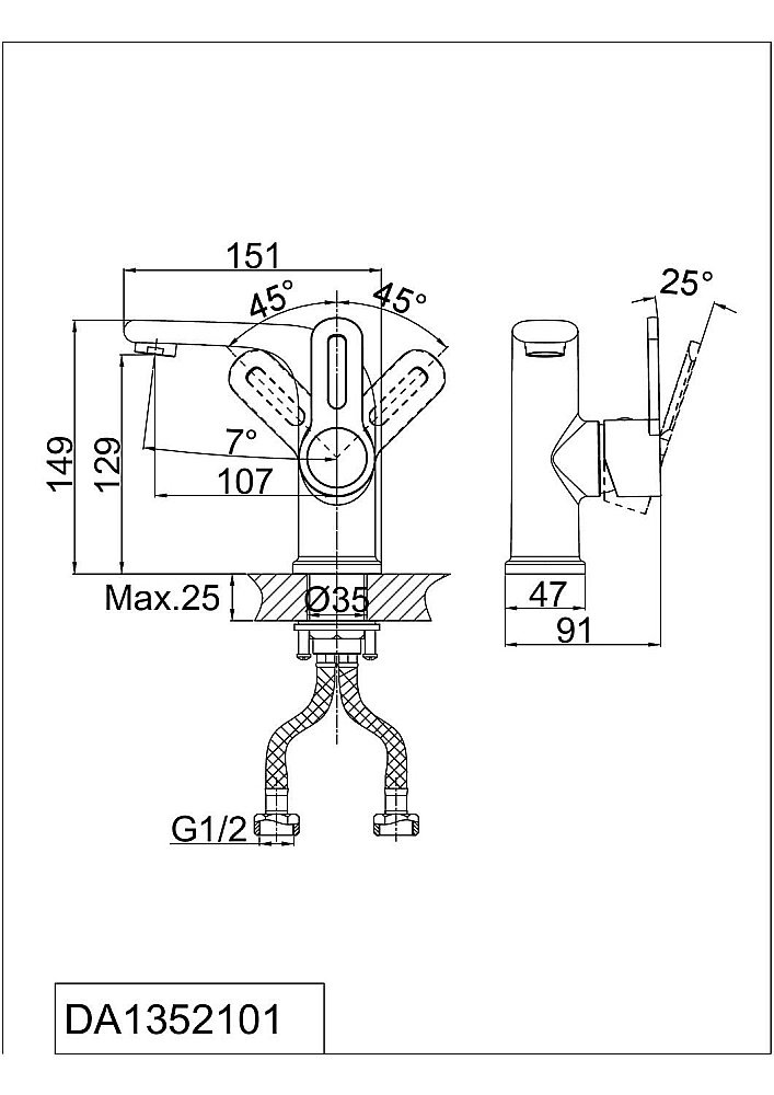 Смеситель для раковины D&K Rhein Paulinus DA1352101 купить в интернет-магазине сантехники Sanbest