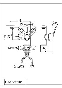 Смеситель для раковины D&K Rhein Paulinus DA1352101 купить в интернет-магазине сантехники Sanbest