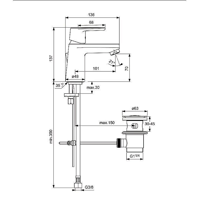 Смеситель для раковины Ideal Standard Vito B0406AA купить в интернет-магазине сантехники Sanbest