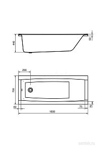 Ванна Santek Santorini 1WH302494 160x70 купить в интернет-магазине Sanbest