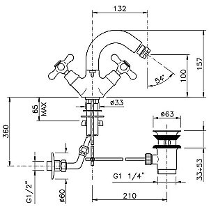 Смеситель для биде Nicolazzi Nuova Brenta 2537GB Золото купить в интернет-магазине сантехники Sanbest