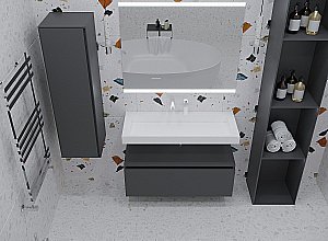Тумба с раковиной Armadi Art Flat 120 антрацит глянец для ванной в интернет-магазине Sanbest