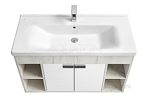 Тумба с раковиной Акватон Флай 100 белый/дуб крафт для ванной в интернет-магазине Sanbest