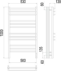 Полотенцесушитель электрический Terminus Соренто П12 500х1000 купить в интернет-магазине сантехники Sanbest