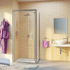 Душевой уголок WasserKRAFT Weser 78F18 100х90 стекло прозрачное/профиль серебро купить в интернет-магазине Sanbest