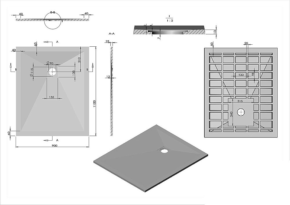 Душевой поддон Vincea VST-4SR9011G 110x90 серый купить в интернет-магазине Sanbest