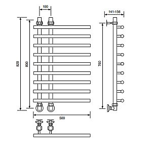 Полотенцесушитель водяной Veconi Tufo T801050GR графит купить в интернет-магазине сантехники Sanbest
