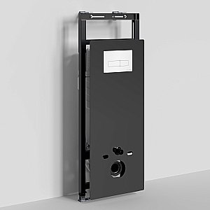 Инсталляция для унитаза WasserKraft Salm 27TLT.010.ME.BL.WH03 черная панель/кнопка белая глянцевая купить в интернет-магазине сантехники Sanbest