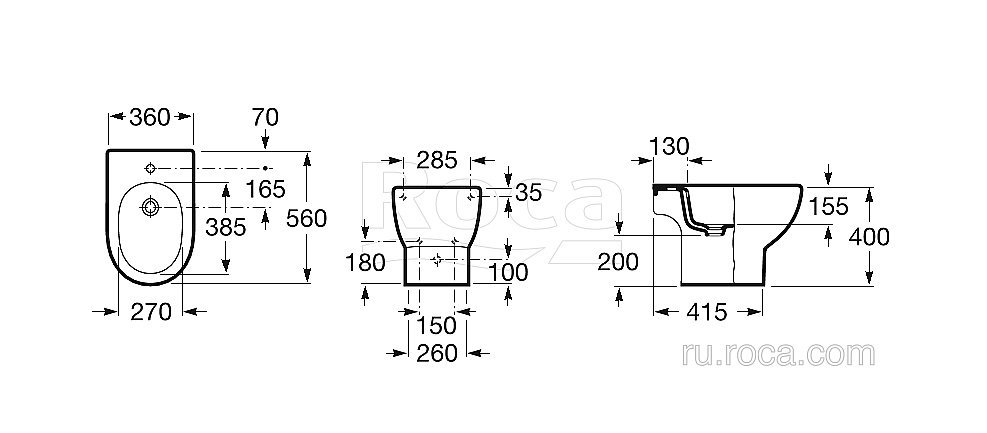 Биде напольное Roca Meridian 357244000 купить в интернет-магазине Sanbest