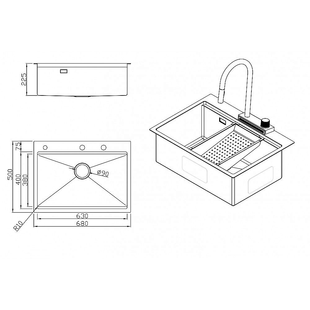 Мойка кухонная Milacio Denia 68 Steel MC.77410 нержавеющая сталь купить в интернет-магазине сантехники Sanbest