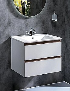 Тумба с раковиной Armadi Art Capolda 65 белая с ручкой орех для ванной в интернет-магазине Sanbest