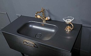 Тумба с раковиной Armadi Art Vallessi Avantgarde Linea 80 черный с золотом для ванной в интернет-магазине Sanbest
