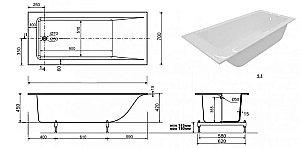 Ванна Эстет Delta 170А slim 170х70 ФР-00015335 купить в интернет-магазине Sanbest