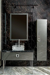 Консоль с раковиной и столешницей Armadi Art LUCIDO 80 глянцевый графит для ванной в интернет-магазине сантехники Sanbest