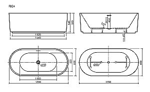 Ванна акриловая Sancos Vivia FB24 170х80 белая купить в интернет-магазине Sanbest