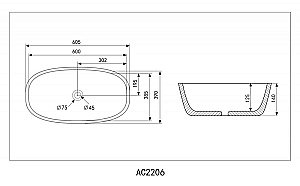 Раковина накладная ABBER Rechteck AC2206MB черная матовая купить в интернет-магазине Sanbest