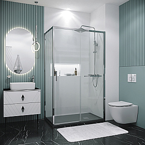 Душевой уголок Grossman Style 100х80 120.K33.05.1080.10.00 стекло прозрачное/профиль хром купить в интернет-магазине Sanbest