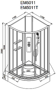 Душевая кабина AvaCan EM Серия EM5011Nnew 110х110 без крыши купить в интернет-магазине Sanbest