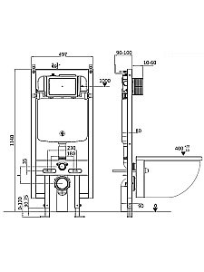 Унитаз подвесной WeltWasser WW GELBACH 10000012020 с крышкой микролифт, безободковый, смыв торнадо, в комплекте с инсталяцией, серый матовый купить в интернет-магазине Sanbest