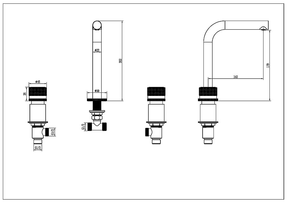 Смеситель для раковины Boheme Aura 152-B-A черный матовый купить в интернет-магазине сантехники Sanbest