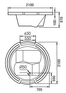 Ванна акриловая Gemy G9060 B 210x210 купить в интернет-магазине Sanbest