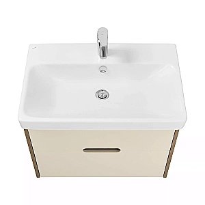 Тумба с раковиной Акватон Оливия 70 бежевая/дуб веллингтон для ванной в интернет-магазине Sanbest