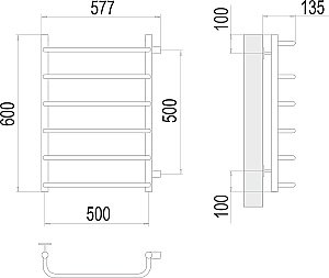 Полотенцесушитель водяной Terminus Стандарт П6 500х600 с боковым подключением 500 купить в интернет-магазине сантехники Sanbest