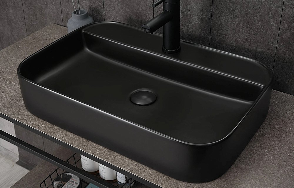 Раковина накладная Gid Geometrico 60 Bm9660 53376 черная матовая купить в интернет-магазине Sanbest