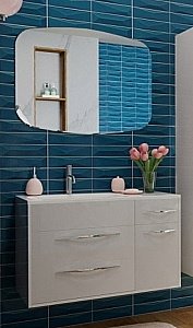 Тумба с раковиной подвесная Эстет Barcelona 90 белый 3 ящика и 1 дверь для ванной в интернет-магазине Sanbest