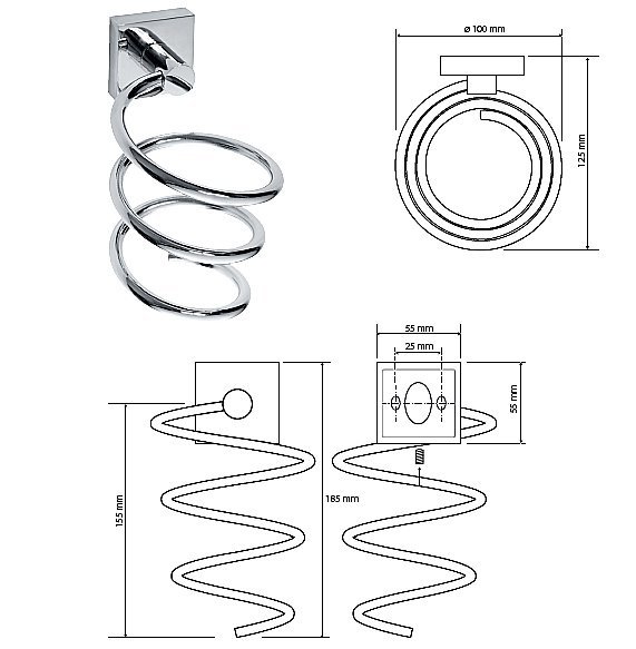 Держатель фена спиралевидный Bemeta Beta 132117022 купить в интернет-магазине сантехники Sanbest